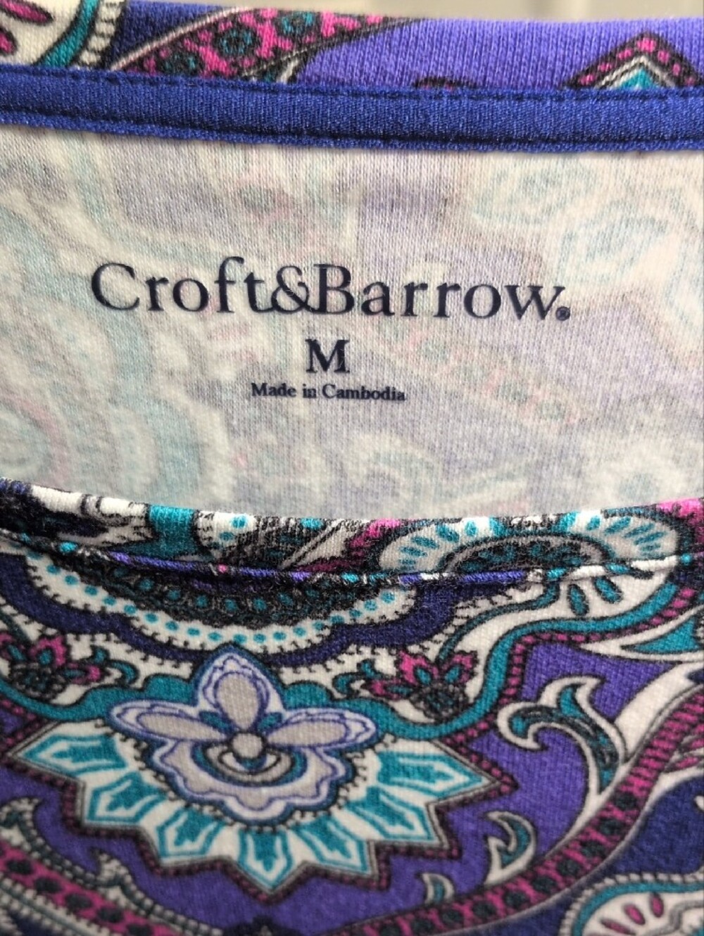 croft & barrow Purple and Teal Paisley-Print Long Sleeve Tee - Picture 2 of 8